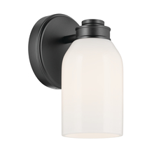  55200BK - Shae 8.25" 1-Light Wall Sconce with White Opal Glass in Black