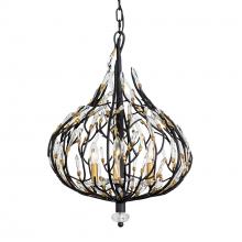  271P03MBFG - Bask 3-Lt Crystal Pendant - Matte Black/French Gold