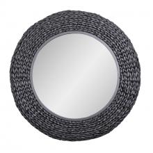  457MI30MBB - Athena 30-in Round Wall Mirror - Matte Black/Black Seagrass