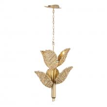  901C06FGN - Banana Leaf 6-Lt Chandelier - French Gold/Natural Seagrass