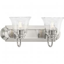  P300390-009 - Two-Light Brushed Nickel Transitional Bath and Vanity Light with Clear Glass for Bathroom