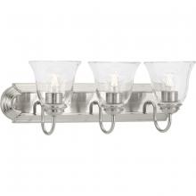  P300391-009 - Three-Light Brushed Nickel Transitional Bath and Vanity Light with Clear Glass for Bathroom