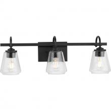  P300474-31M - Martenne Collection Three-Light Matte Black Modern Farmhouse Vanity Light