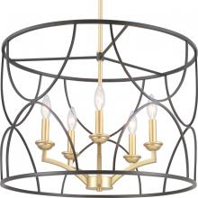  P400178-031 - Landree Collection Five-Light Matte Black Luxe Chandelier Light