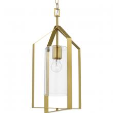  P500431-191 - Vertex Collection One-Light Brushed Gold  Clear Glass Contemporary Foyer Light