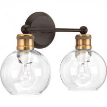  P300050-020 - Hansford Collection Two-Light Antique Bronze Clear Glass Coastal Bath Vanity Light