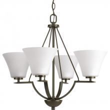  P4622-20W - Bravo Collection Four-Light Antique Bronze Etched Glass Modern Chandelier Light