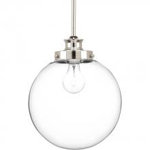  P5070-104 - Penn Collection One-Light Polished Nickel Clear Glass Farmhouse Pendant Light