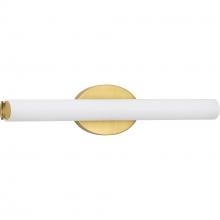  P300183-012-30 - Parallel LED Collection 22" Satin Brass Etched White Glass Mid-Century Modern Bath Vanity Light