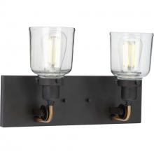  P300227-143 - Rushton Collection Two-Light Graphite Clear Glass Farmhouse Bath Vanity Light