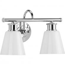  P300315-015 - Ashford Collection Two-Light Polished Chrome and Opal Glass Farmhouse Style Bath Vanity Wall Light