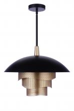  P1010FBMG-LED - 19” Diameter Sculptural Statement Dome Pendant with Perforated Metal Shades in Flat Black/Matte Gold