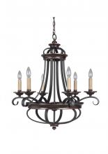  38726-AGTB - Stafford 6 Light Chandelier in Aged Bronze/Textured Black