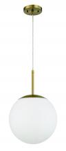  56892-SB-WG - Gaze 1 Light 12" Pendant in Satin Brass (White Glass)