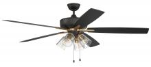 Craftmade S104FBSB5-60BWNFB - Super Pro 104 60" 5-Blade Ceiling Fan in Flat Black/Satin Brass w/ Black Walnut/Flat Black Blade
