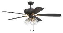  P104FBSB5-52BWNFB - 52" Pro Plus 104 in Flat Black/Satin Brass w/ White/Washed Oak Blades