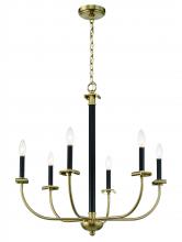  54826-FBSB - Stanza 6 Light Chandelier in Flat Black/Satin Brass