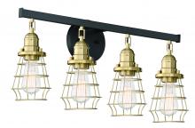  50604-FBSB - Thatcher 4 Light Vanity in Flat Black/Satin Brass