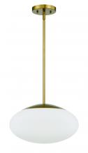  56894-SB-WG - Gaze 1 Light 14" Pendant in Satin Brass (White Glass)