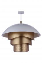  P1011MWWMG-LED - 31.25” Dia Sculptural Statement Dome Pendant w/ Perforated Metal Shades in Matte White/Matte Gold