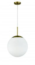  56893-SB-WG - Gaze 1 Light 14" Pendant in Satin Brass (White Glass)