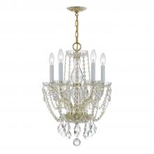  1129-PB-CL-SAQ - Traditional Crystal 5 Light Spectra Crystal Polished Brass Mini Chandelier