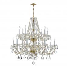  1139-PB-CL-SAQ - Traditional Crystal 16 Light Spectra Crystal Polished Brass Chandelier