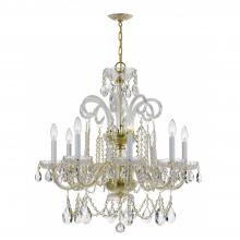  5008-PB-CL-S - Traditional Crystal 8 Light Swarovski Strass Crystal Polished Brass Chandelier