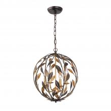  504-EB-GA - Broche 4 Light English Bronze + Antique Gold Sphere Mini Chandelier