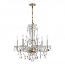  5086-PB-CL-SAQ - Traditional Crystal 6 Light Spectra Crystal Polished Brass Chandelier