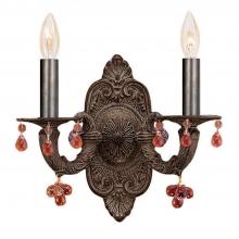  5200-VB-AMBER - Paris Market 2 Light Amber Crystal Venetian Bronze Sconce