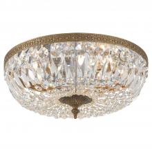  716-OB-CL-S - Crystorama 3 Light Swarovski Strass Crystal Olde Brass Flush Mount