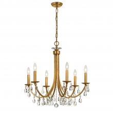  8826-GA-CL-SAQ - Bridgehampton 6 Light Spectra Crystal Antique Gold Chandelier