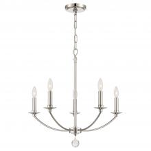  MIL-8005-PN - Mila 5 Light Polished Nickel Chandelier