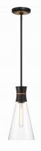  QUN-1500-MK-TG - Quinn 1 Light Matte Black + Textured Gold Mini Pendant