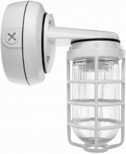  VXBR1F13W-3/4 - Vaporproof, 900 lumens, CFL Bracket 13W, Qt 3/4 inch, white, with glass globe, Cast guard