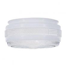  50/106 - Outside White Drum Glass Shade With Clear Sides And Bottom; Diameter 8-3/8 inch; Fitter 7-7/8 inch.