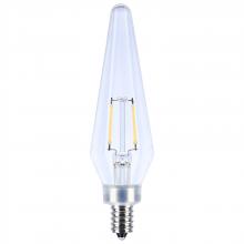  S12140 - 2 Watt Prismatic HX11 LED; 2700K CCT; Candelabra Base; 120 Volt; Clear Finish; 2-Card