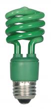  S7272 - 13 Watt; Mini Spiral Compact Fluorescent; Green color; Medium base; 120 Volt