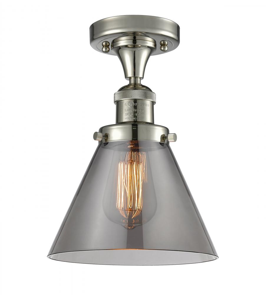 Cone - 1 Light - 8 inch - Polished Nickel - Semi-Flush Mount