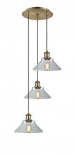  113B-3P-AB-G132 - Orwell - 3 Light - 15 inch - Antique Brass - Cord Hung - Multi Pendant