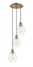  113B-3P-AB-G652-6 - Cindyrella - 3 Light - 13 inch - Antique Brass - Cord Hung - Multi Pendant