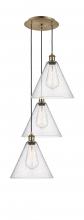  113B-3P-AB-GBC-124 - Berkshire - 3 Light - 19 inch - Antique Brass - Cord Hung - Multi Pendant