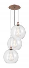  113B-3P-AC-G122-12 - Athens - 3 Light - 18 inch - Antique Copper - Cord Hung - Multi Pendant