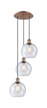  113B-3P-AC-G124-8 - Athens - 3 Light - 15 inch - Antique Copper - Cord Hung - Multi Pendant