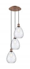  113B-3P-AC-G372 - Waverly - 3 Light - 15 inch - Antique Copper - Cord Hung - Multi Pendant