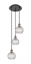  113B-3P-BAB-G122C-6CL - Athens - 3 Light - 12 inch - Black Antique Brass - Cord Hung - Multi Pendant