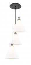  113B-3P-BAB-GBC-121 - Berkshire - 3 Light - 19 inch - Black Antique Brass - Cord Hung - Multi Pendant