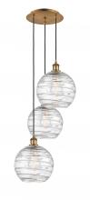  113B-3P-BB-G1213-10 - Athens Deco Swirl - 3 Light - 17 inch - Brushed Brass - Cord hung - Multi Pendant