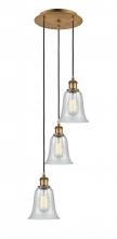  113B-3P-BB-G2812 - Hanover - 3 Light - 13 inch - Brushed Brass - Cord Hung - Multi Pendant